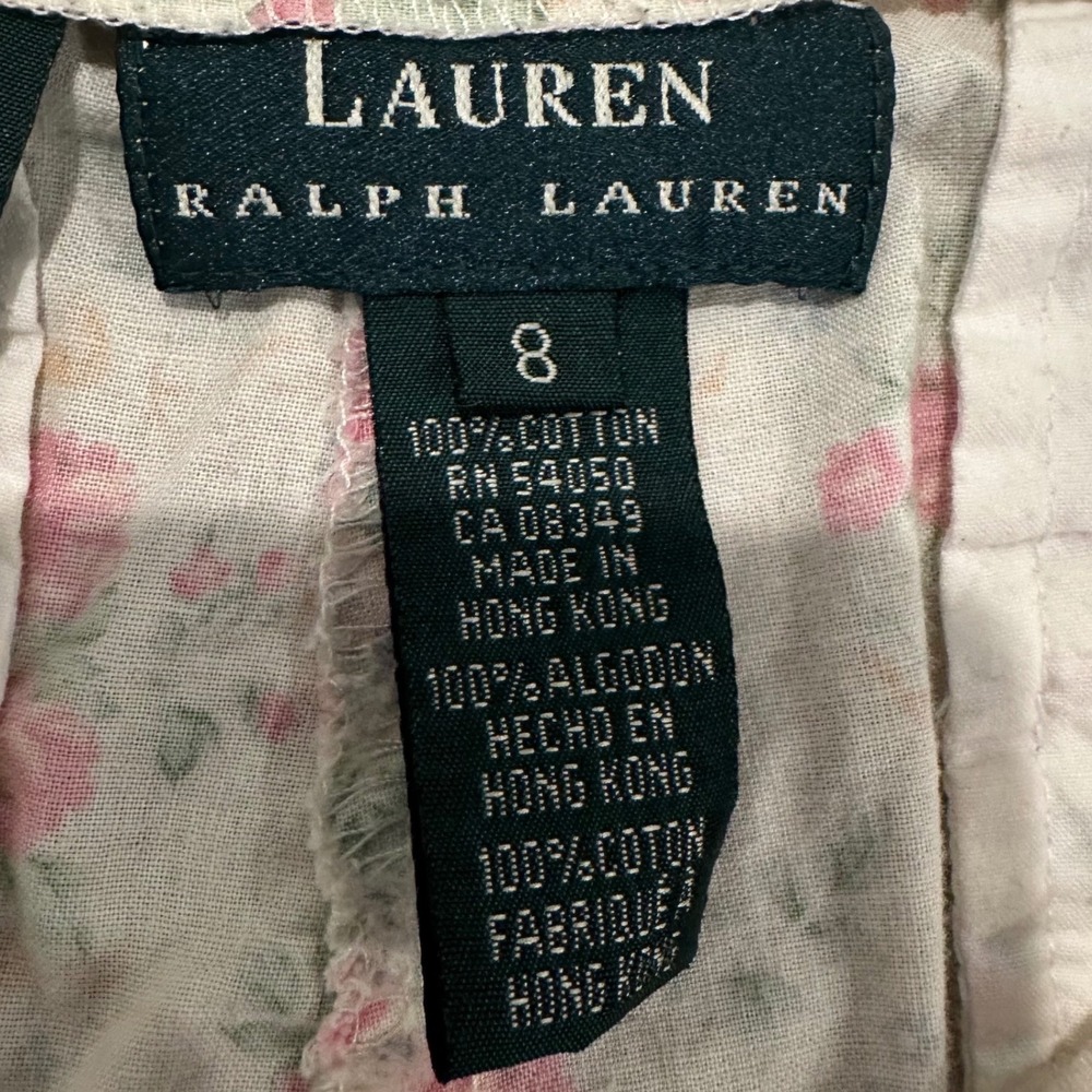 Vintage Lauren Ralph Lauren Floral Pleated High Rise Shorts Womens 8 Cotton - Picture 6 of 10